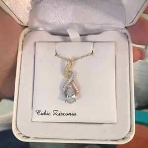 Tri color cubic diamond necklace